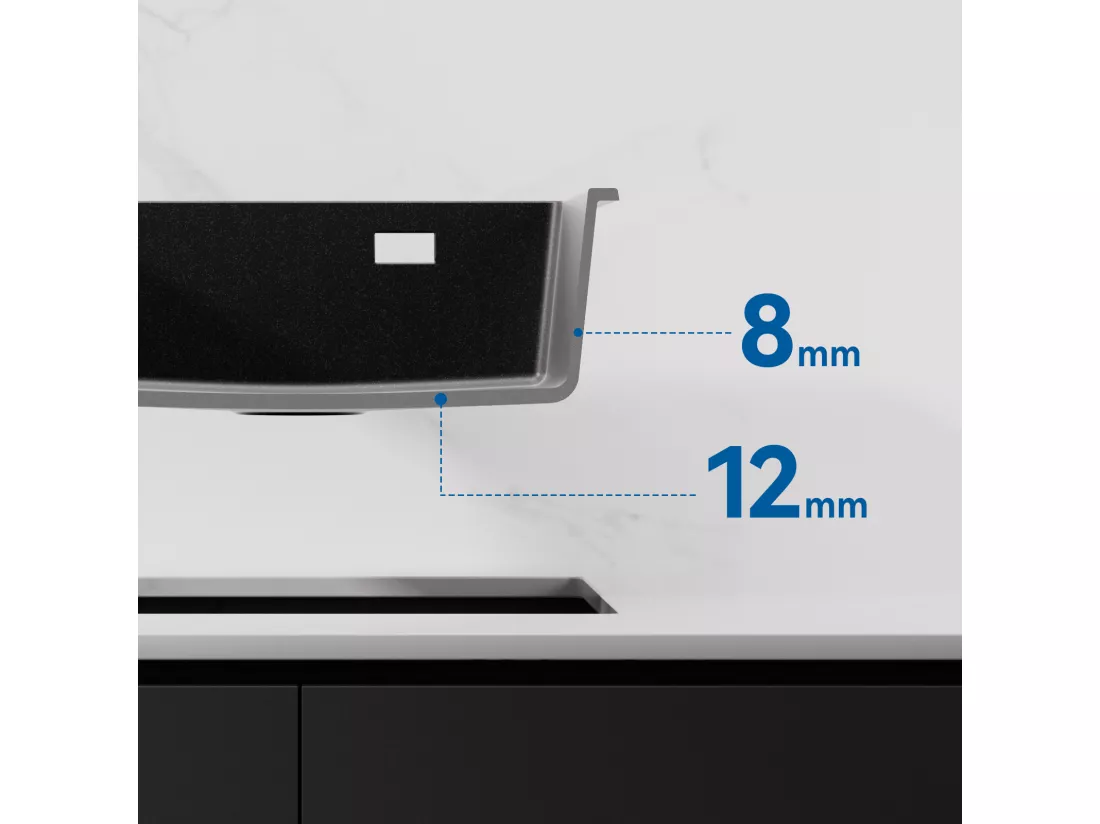 Évier Cuisine 1 Bac,en Granit,55*45*20cm,Kit de Vidage,Évier Cuisine Encastré,Trous de Montage pour Robinet/Distributeur Savon,Noir,EU Modèle