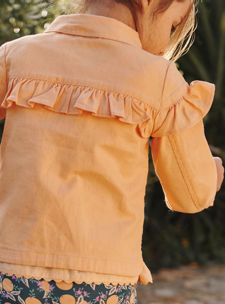 Veste orange clémentine à volants