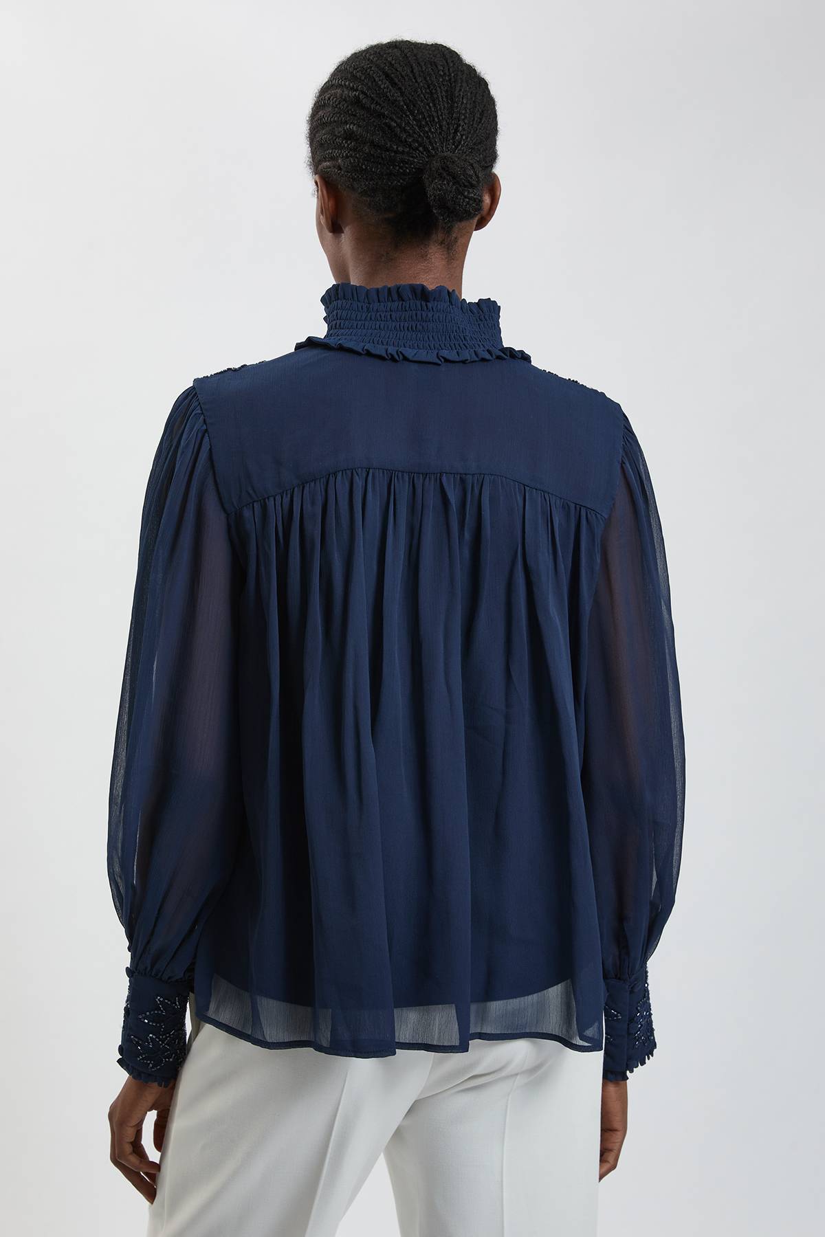 KarenMillen Chemisier En Georgette Brodé Main