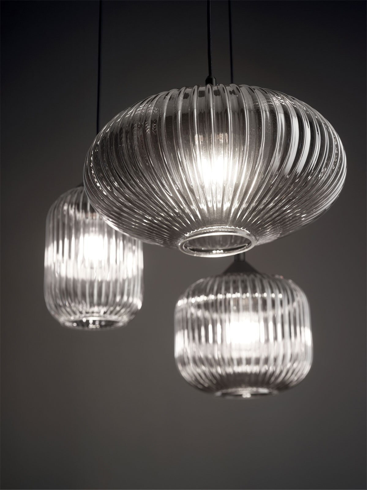 FABAS LUCE Retrofit Pendelleuchte NORDAL 3-flg grau