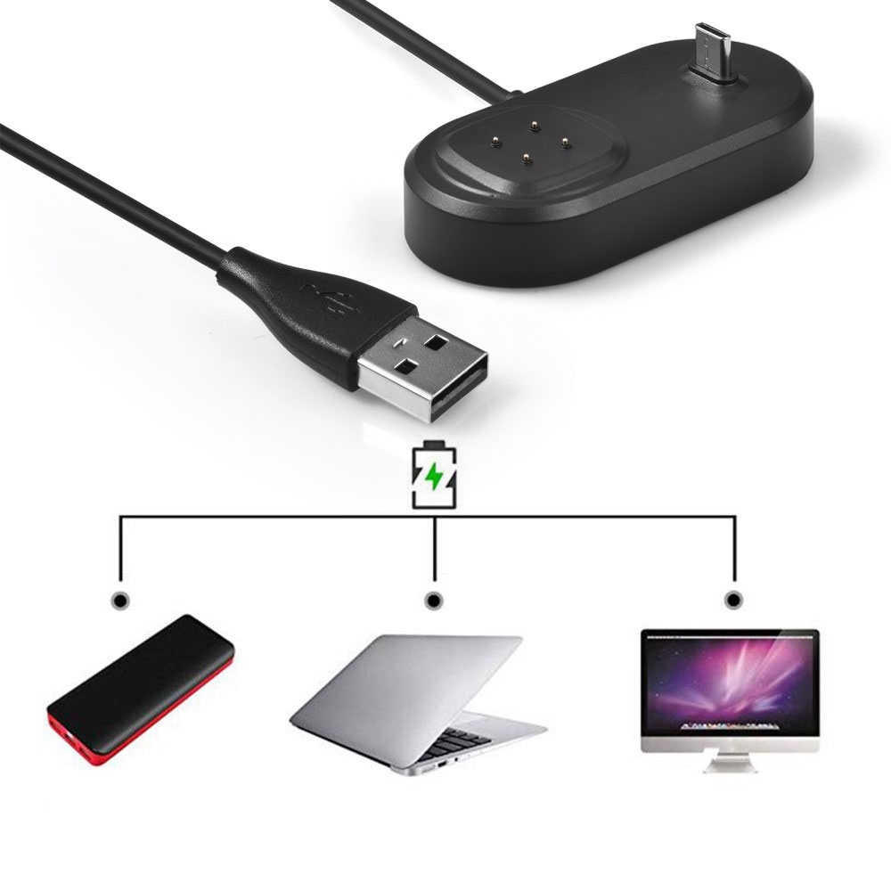 (1m) 2in1 Fitbit Versa 3 / Fitbit Sense USB Ladestation Dockingstation - Schwarz