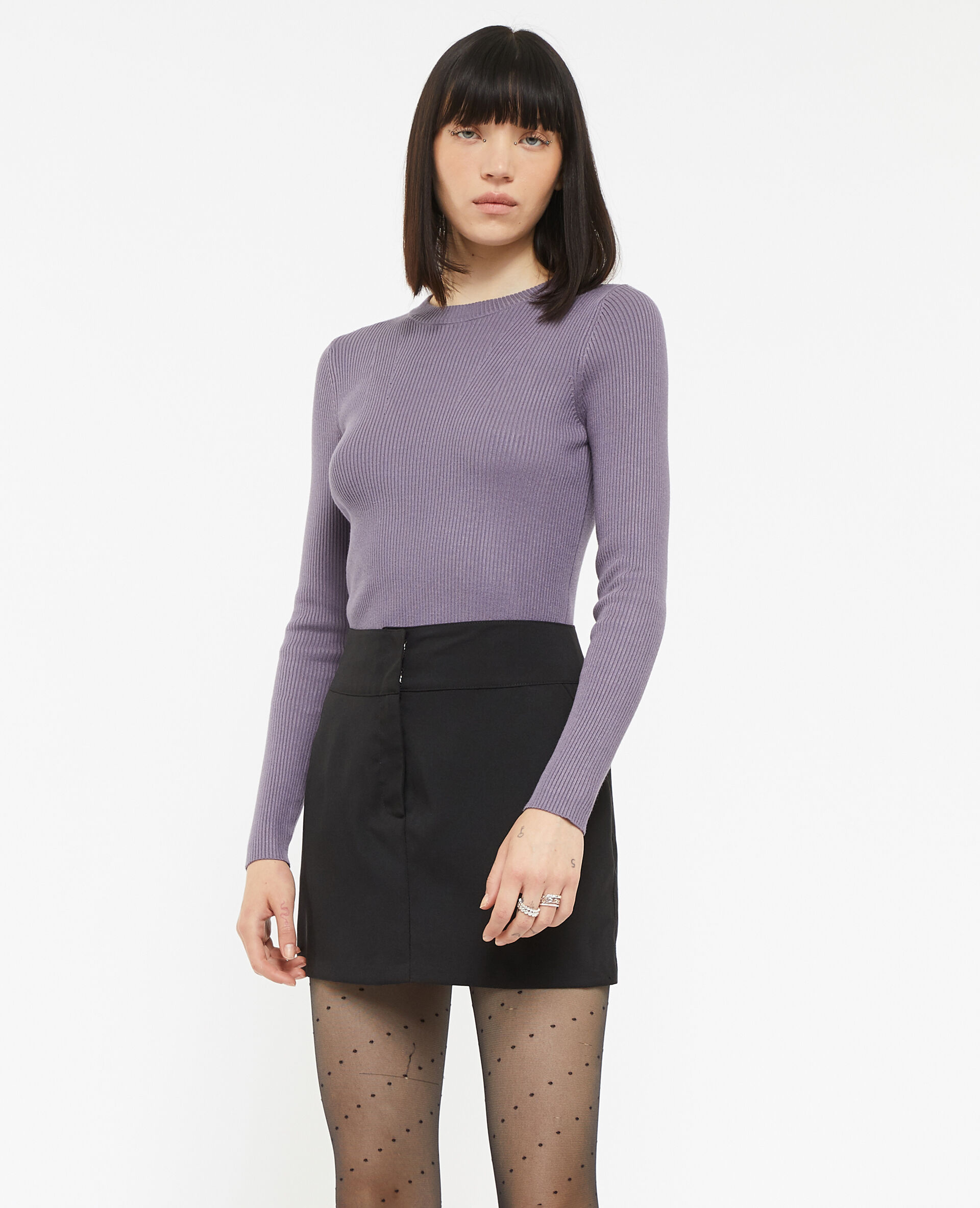 Mini-jupe bandeau taille basse - Noir
