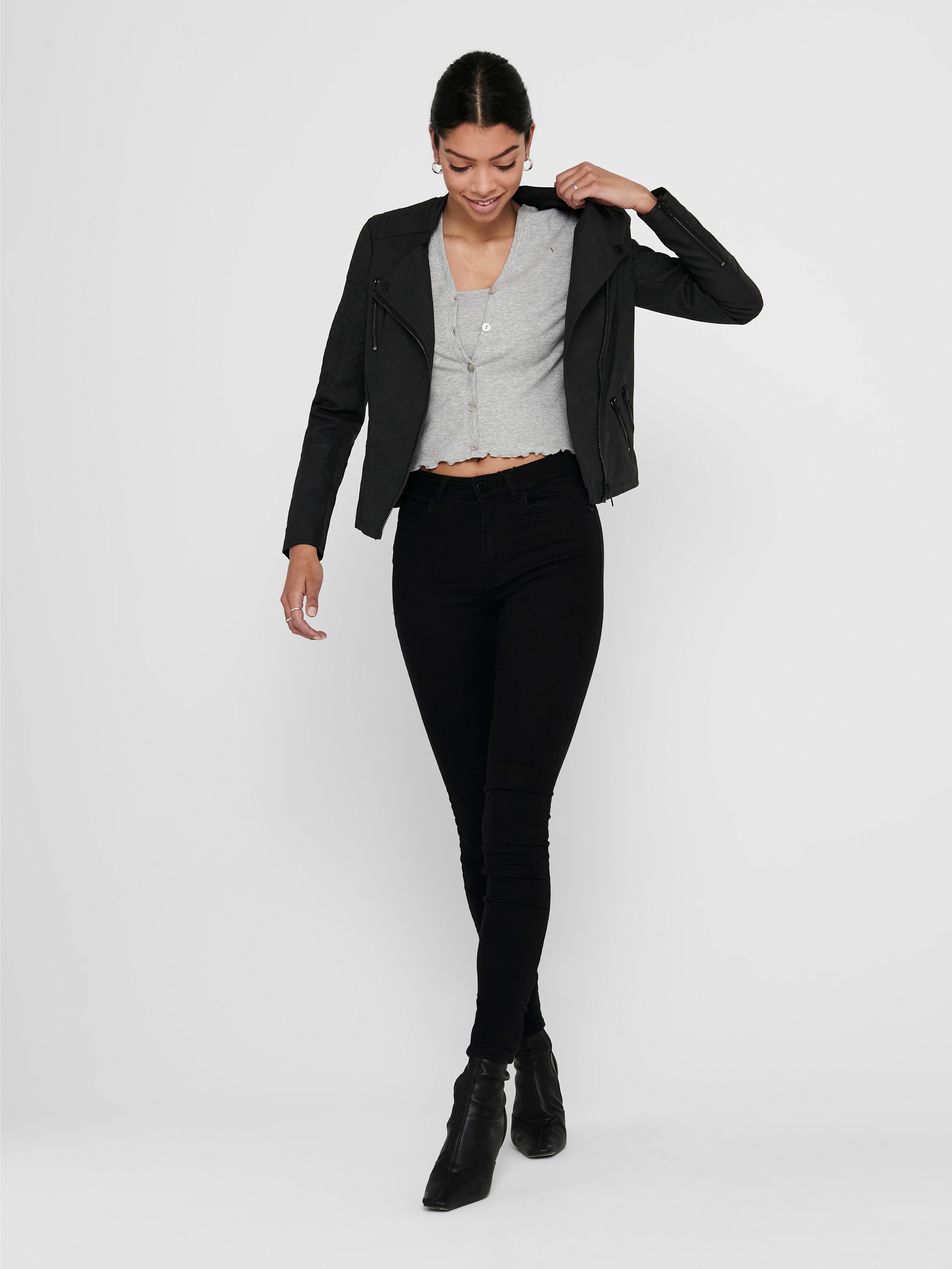 ONLAVA Bikerjacke in Lederoptik Black