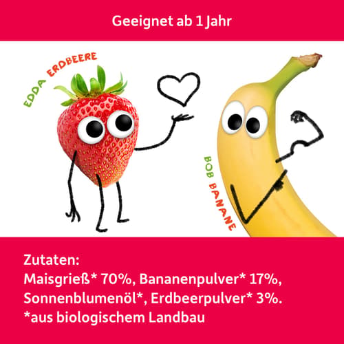 Freche Freunde Bio Knusper-Herzchen Banane & Erdbeere