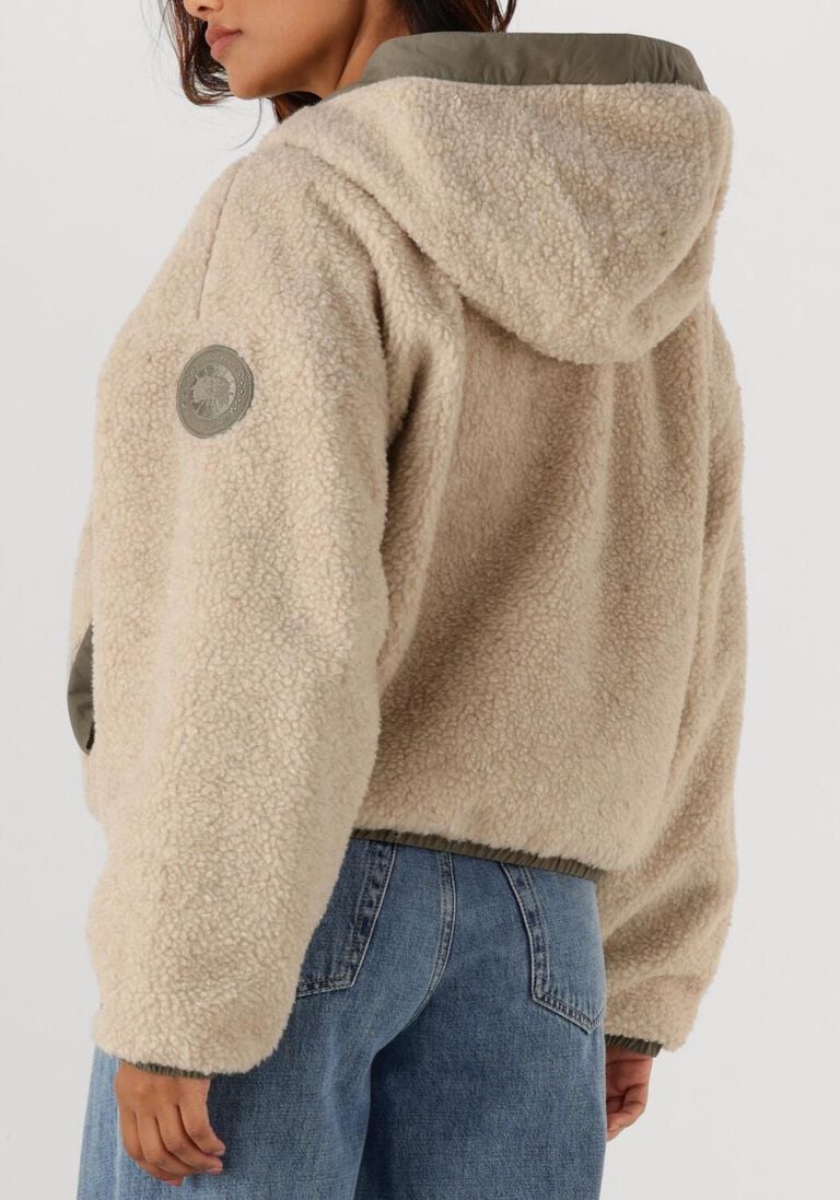 beige canada goose teddy jas alberni reversible fleece