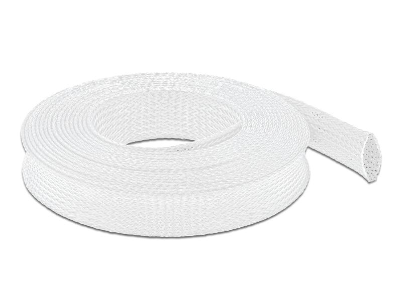 Delock Kabelschlauch dehnbar, 5m x 25 mm Weiss Delock Geflechtschlauch dehnbar 5 m x 25 mm weiss
