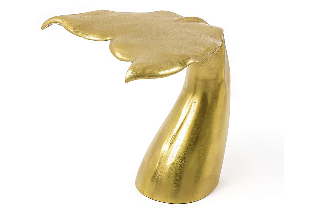Design Beistelltisch WILDLIFE Walflosse 60cm gold Metall handmade