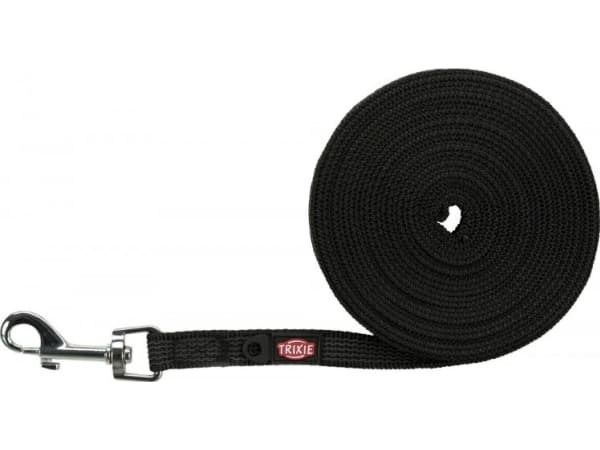 Trixie Sporline, gummieret, S–M: 5 m/15 mm, sort