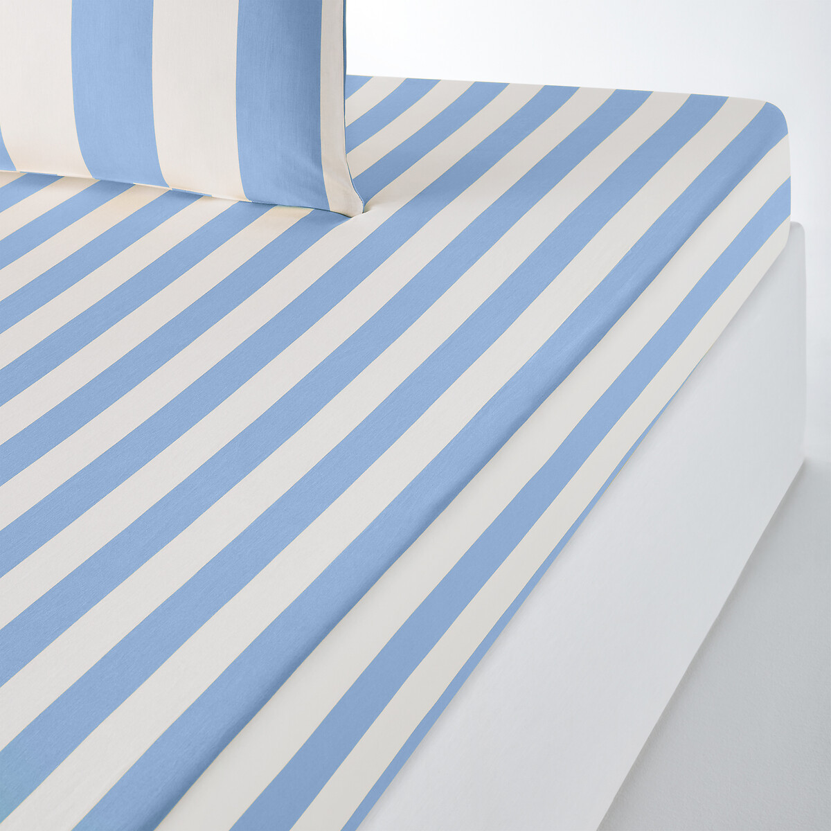LA REDOUTE INTERIEURS<br>Lençol de algodão dobrável 25 cm, azul Hendaye