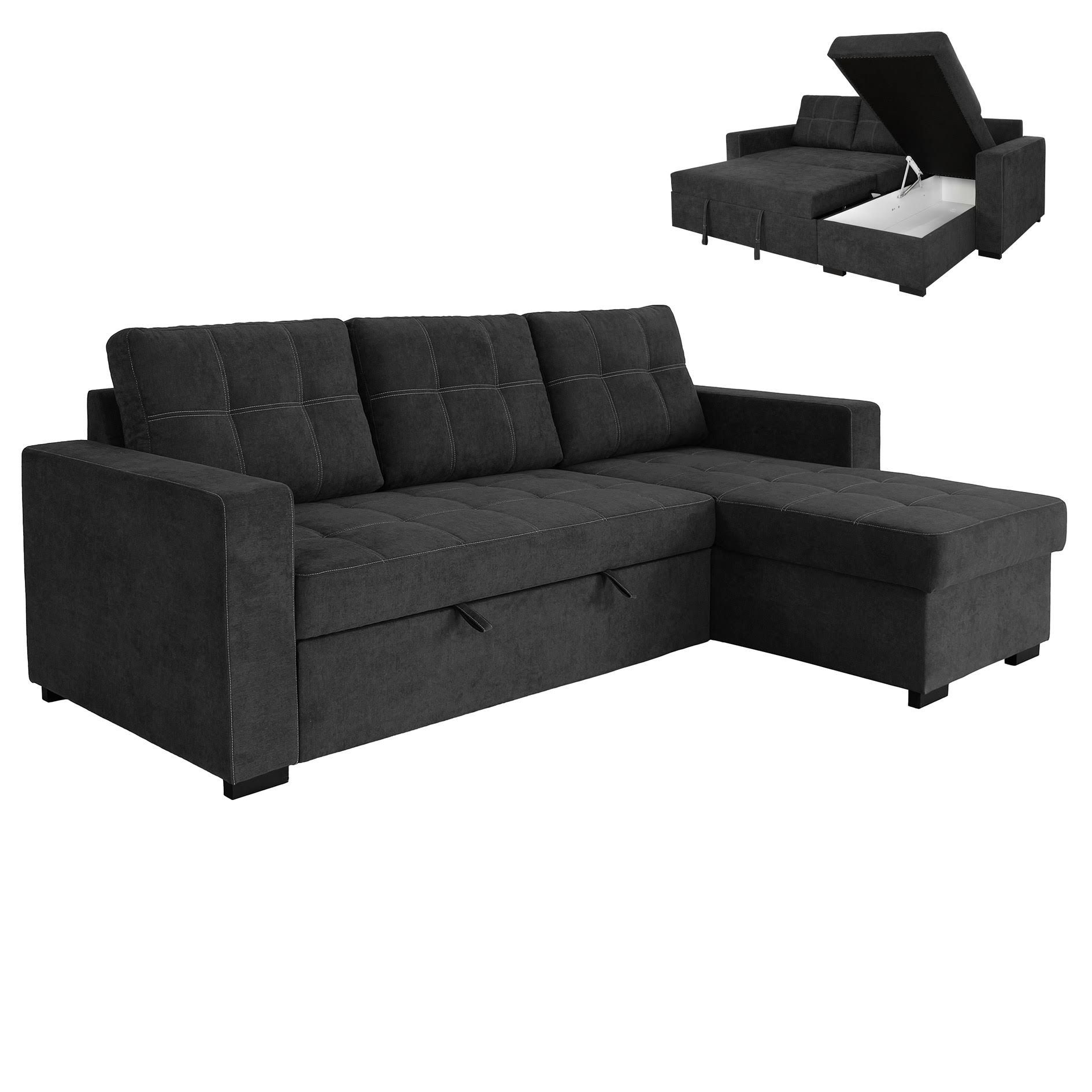 Ecksofa graphite Liegefunktion und Staukasten