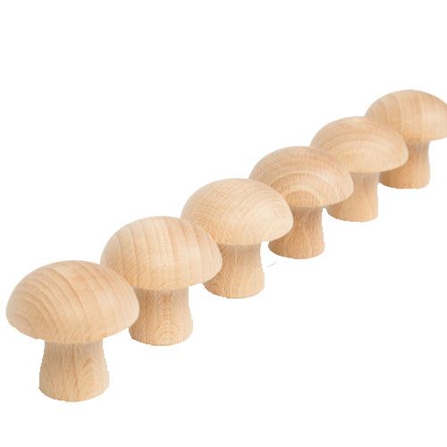 Grapat houten paddenstoelen (6st) 16-153