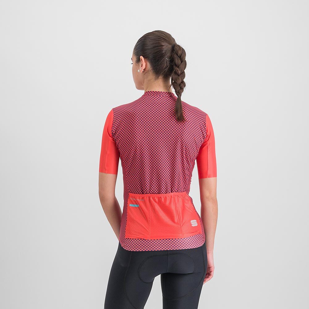 Sportful Checkmate Fietsshirt Korte Mouwen Roze/Paars Dames
