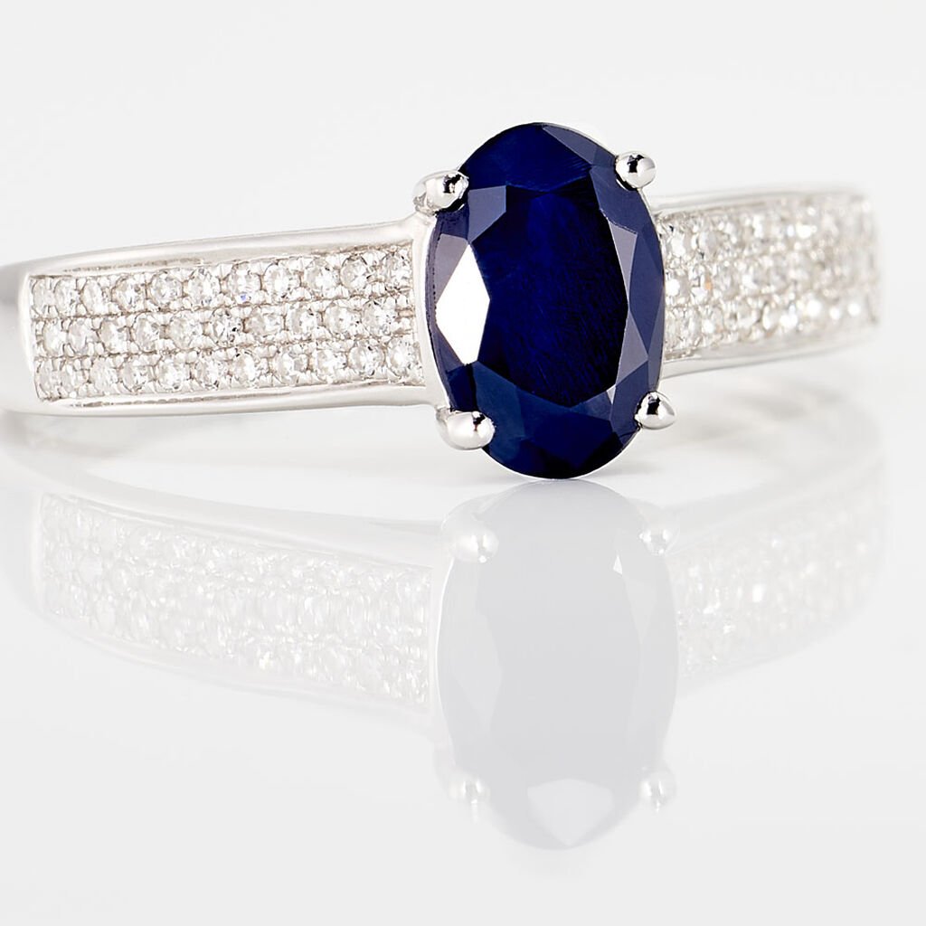 Bague Crista Or Blanc Saphir Et Diamant