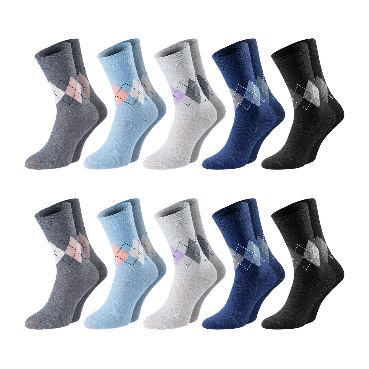 Chili Lifestyle Damen Socken LADY DIAMOND Karo 10 Paar Baumwolle Weichbund