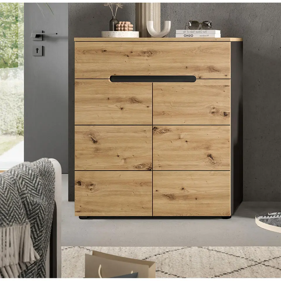 Hioshop Canu schoenenkast 1 lade 2 deuren eiken decor