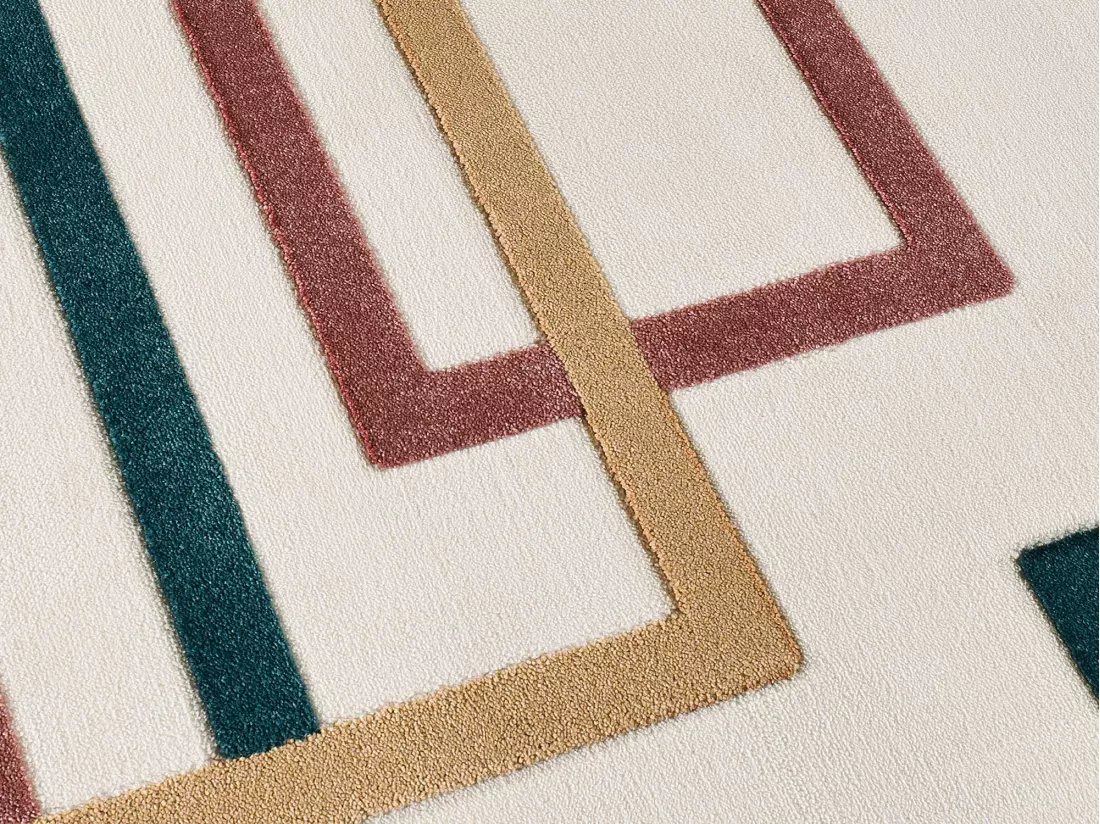 Tapis intérieur - géometrique avec relief - multicolore - 133 x 190 cm - KARISMA