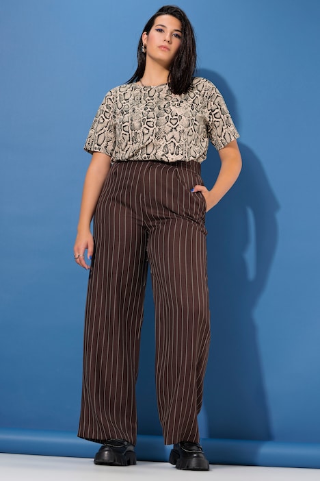 Hose, High Waist, weites Bein, Schimmer, Nadelstreifen