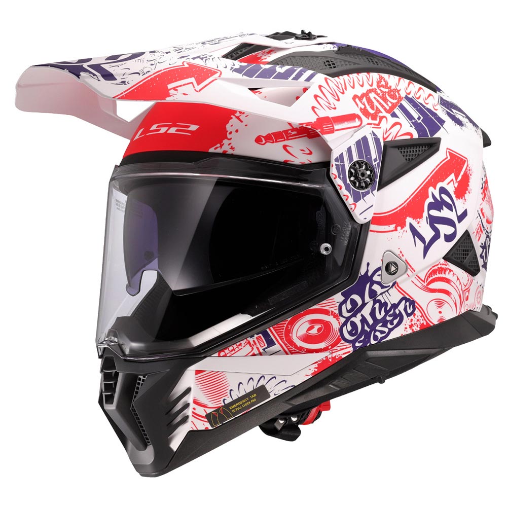 LS2 - Casque MX702 Pioneer II Fantasy Blanc / Rouge / Bleu / Mat