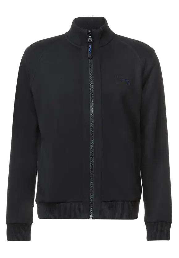 Sweatjacke mit Troyerkragen - Black