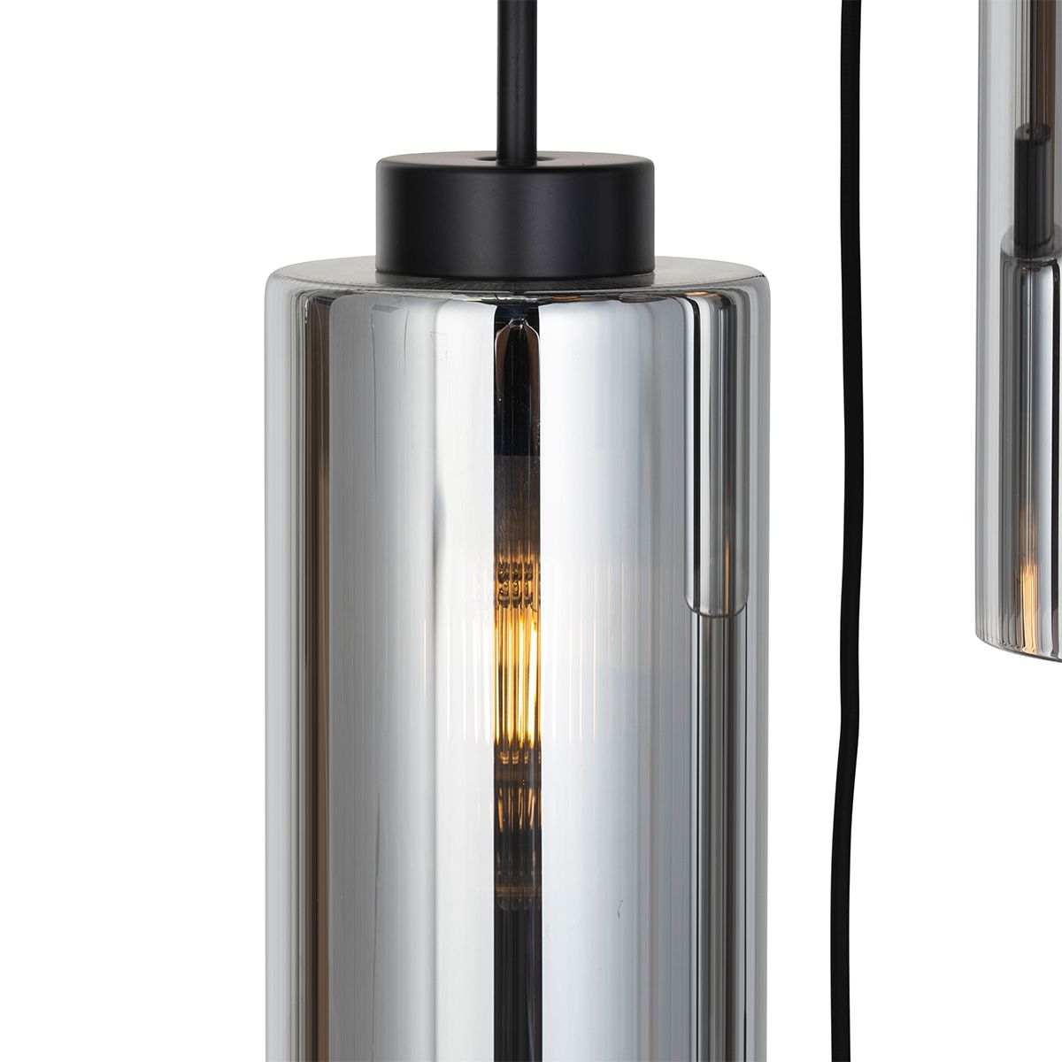 Smart hanglamp zwart met smoke glas 7-lichts incl. 7 Wifi ST64  - Laura