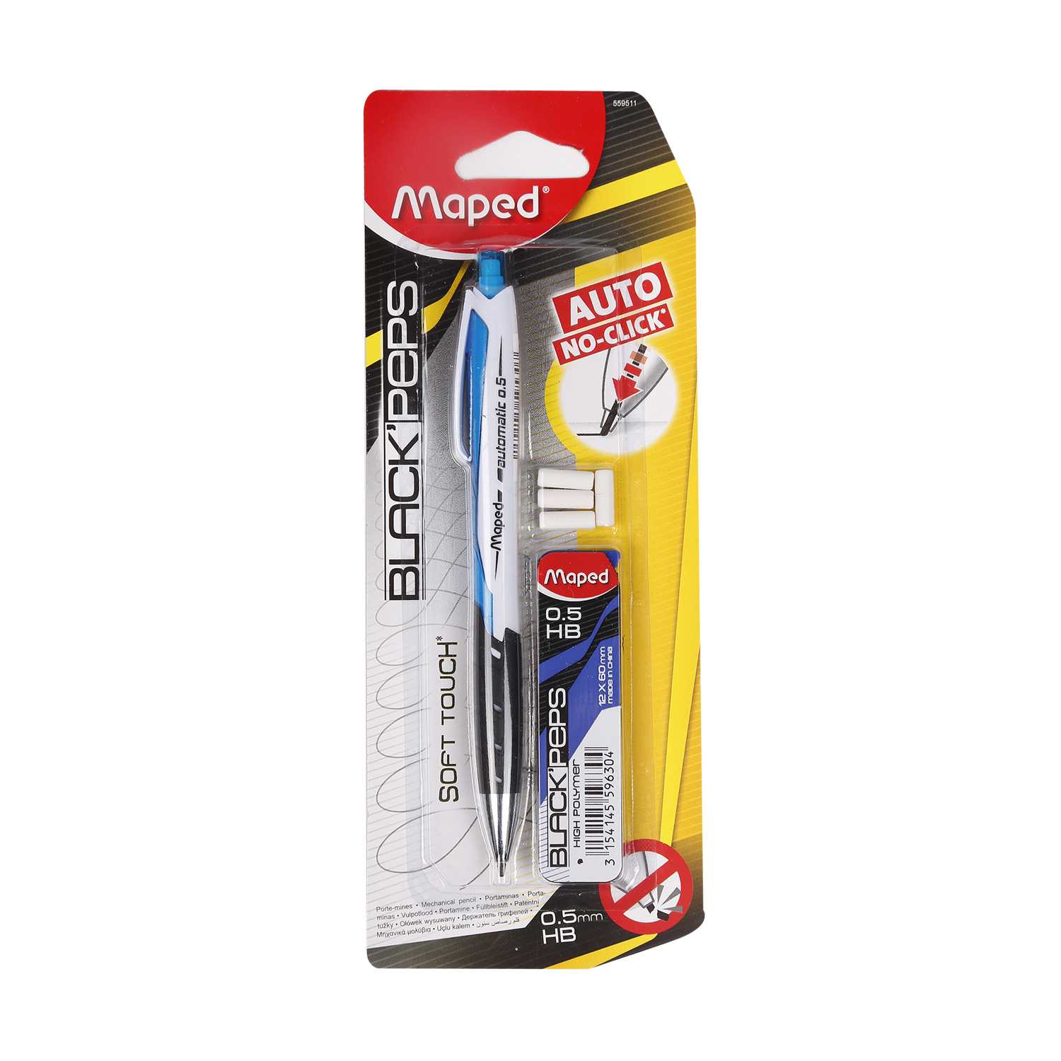 Maped Druckbleistift 0,5mm inkl. 12 Minen und 4 Radierern