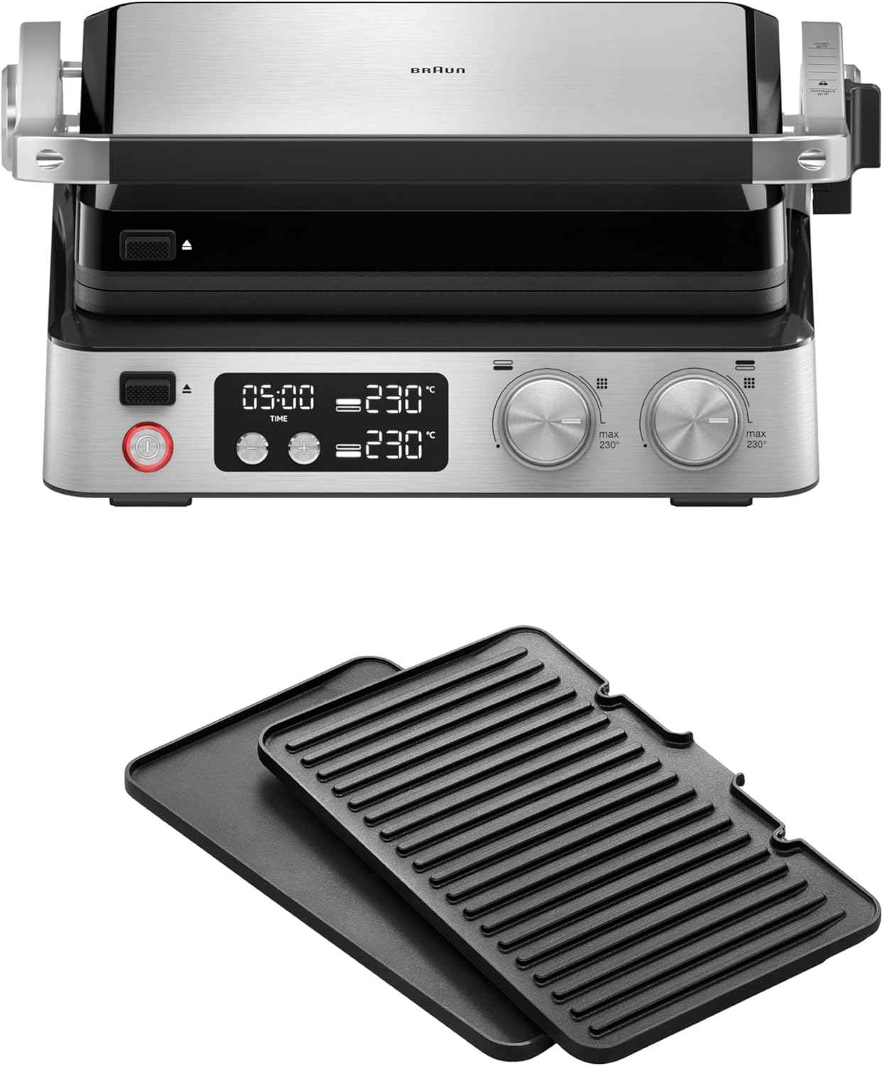 Braun MultiGrill 7 CG7040, 3-in-1 Kontaktgrill, BBQ & Ofen, große Grillfläche (12 Burger), 2000W, 230°, spülmaschinengeeignet (Plancha & Grill), Fettauffangschale, Elektrogrill Indoor