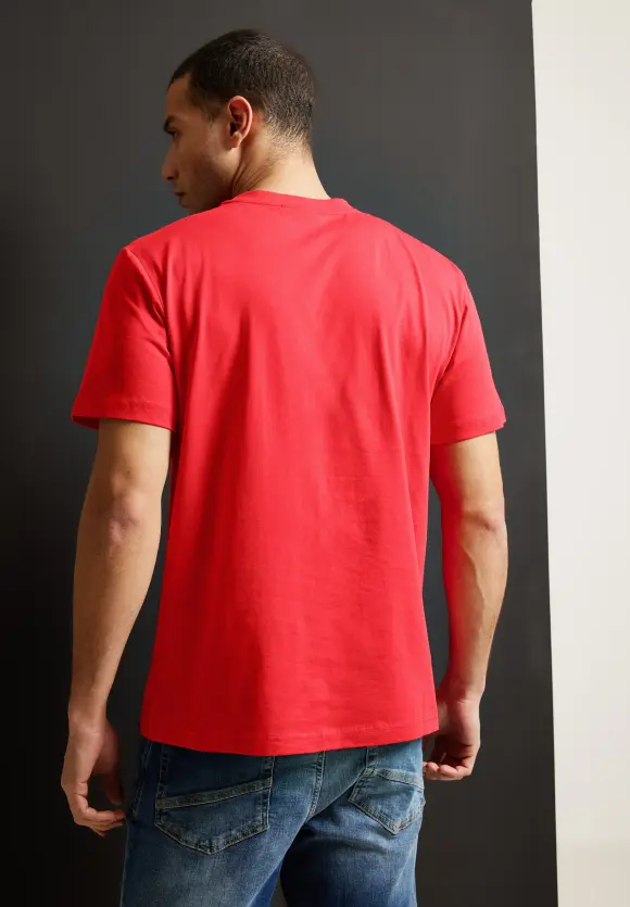 Basic T-Shirt in Unifarbe - alert orange