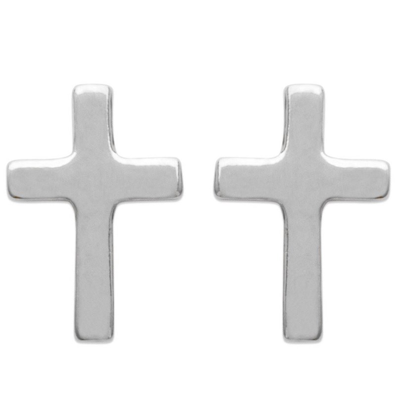 Boucles d'oreilles petite croix Argent 925 Rhodié