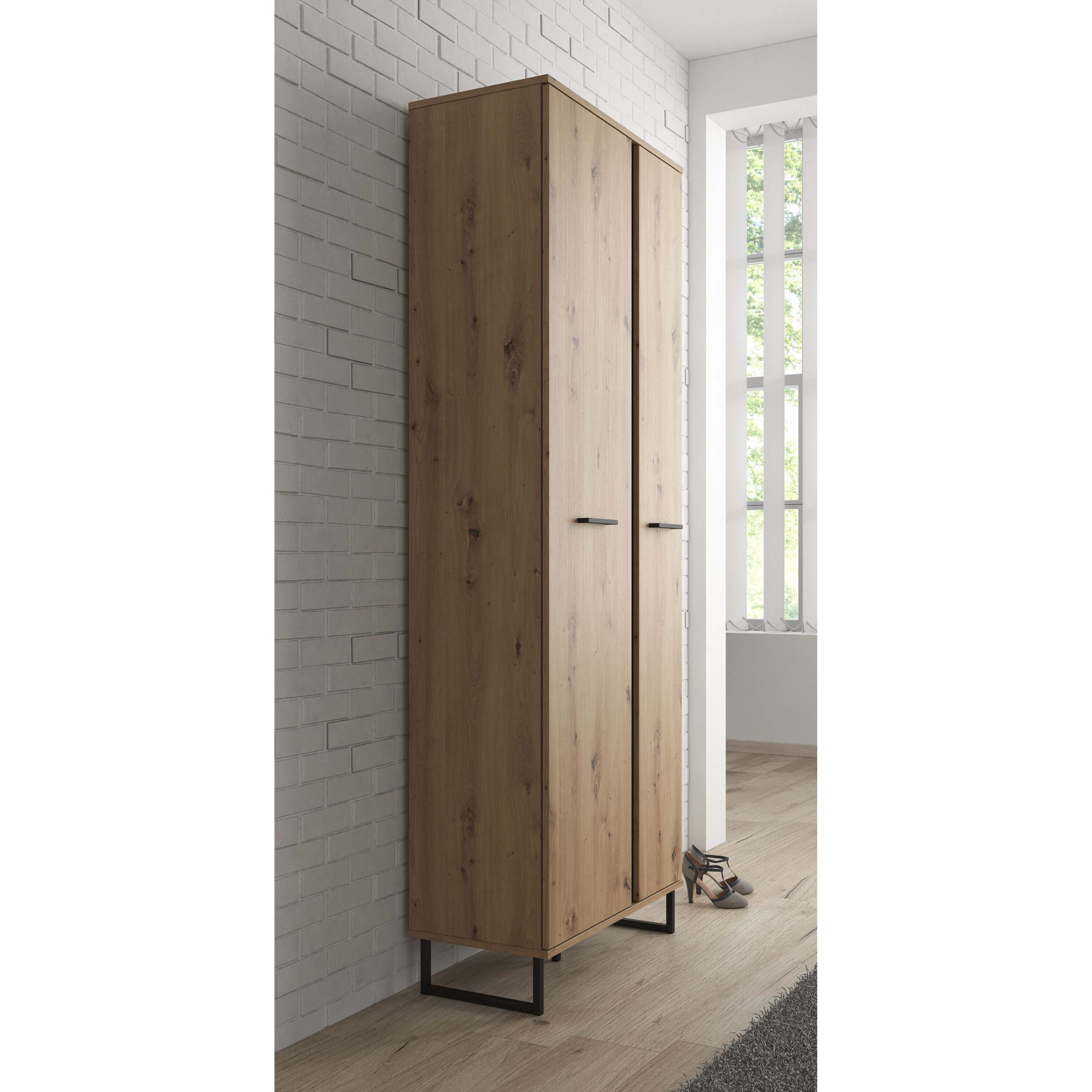 Meubella - Halkast Saturn - Eiken - Zwart - 71 cm