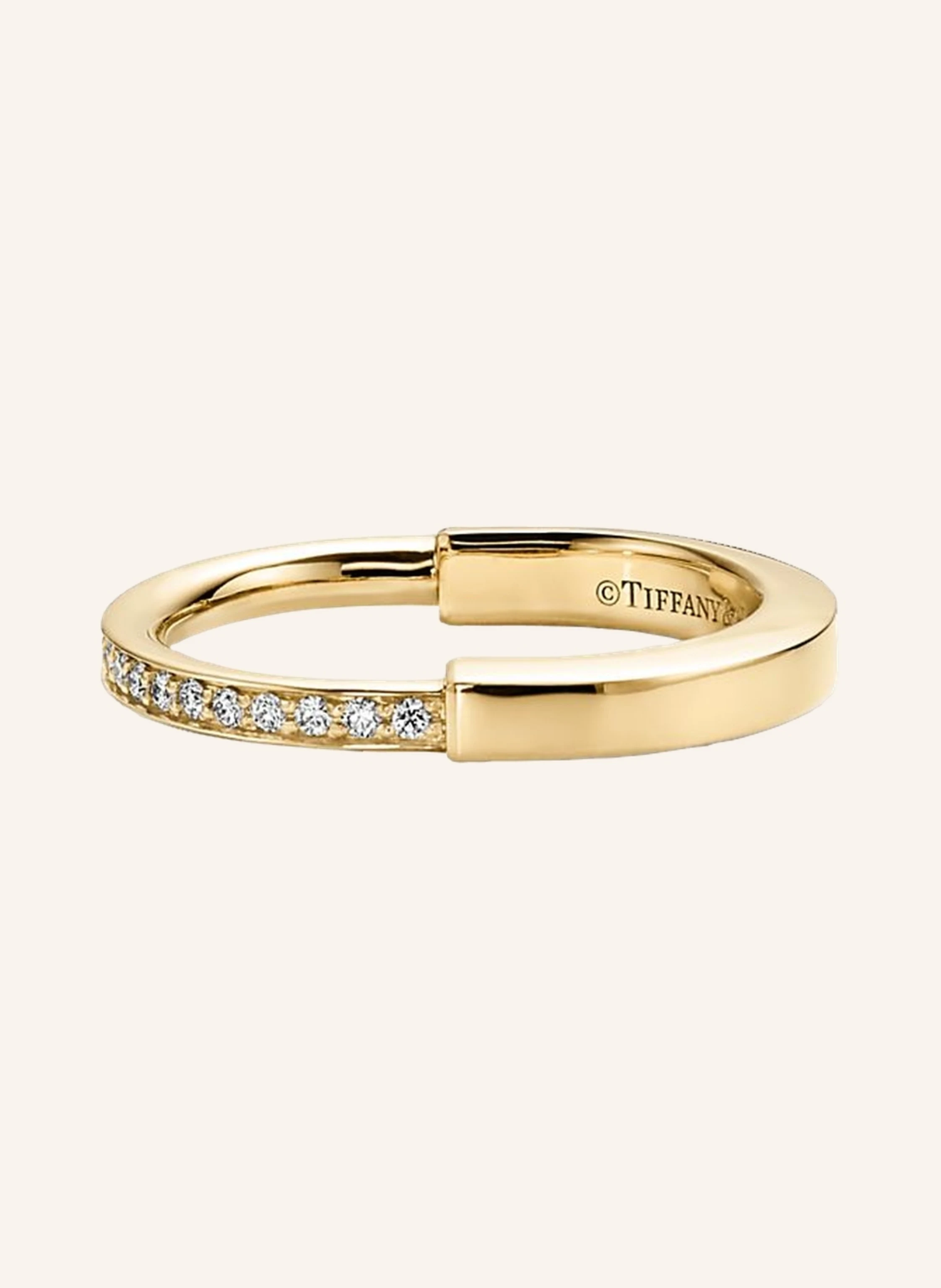 TIFFANY & Co. Tiffany Lock RING aus 18 Karat Gelbgold mit Diamanten im runden Brillantschliff