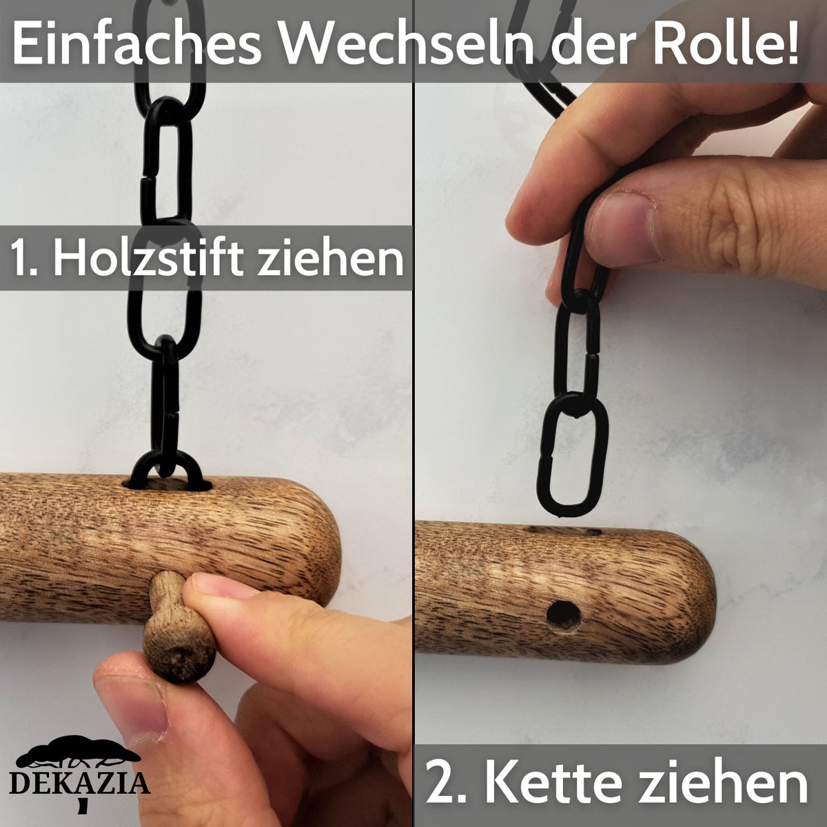 DEKAZIA® Houten Keukenrolhouder | Keukenrolhouder zonder boren, Wandmontage Keukenrolhouder, Keukenrolhouder, Keukenrolhouder, Papierrolhouder, Taartrolhouder, Wandmontage Rolhouder, Mango Zwart