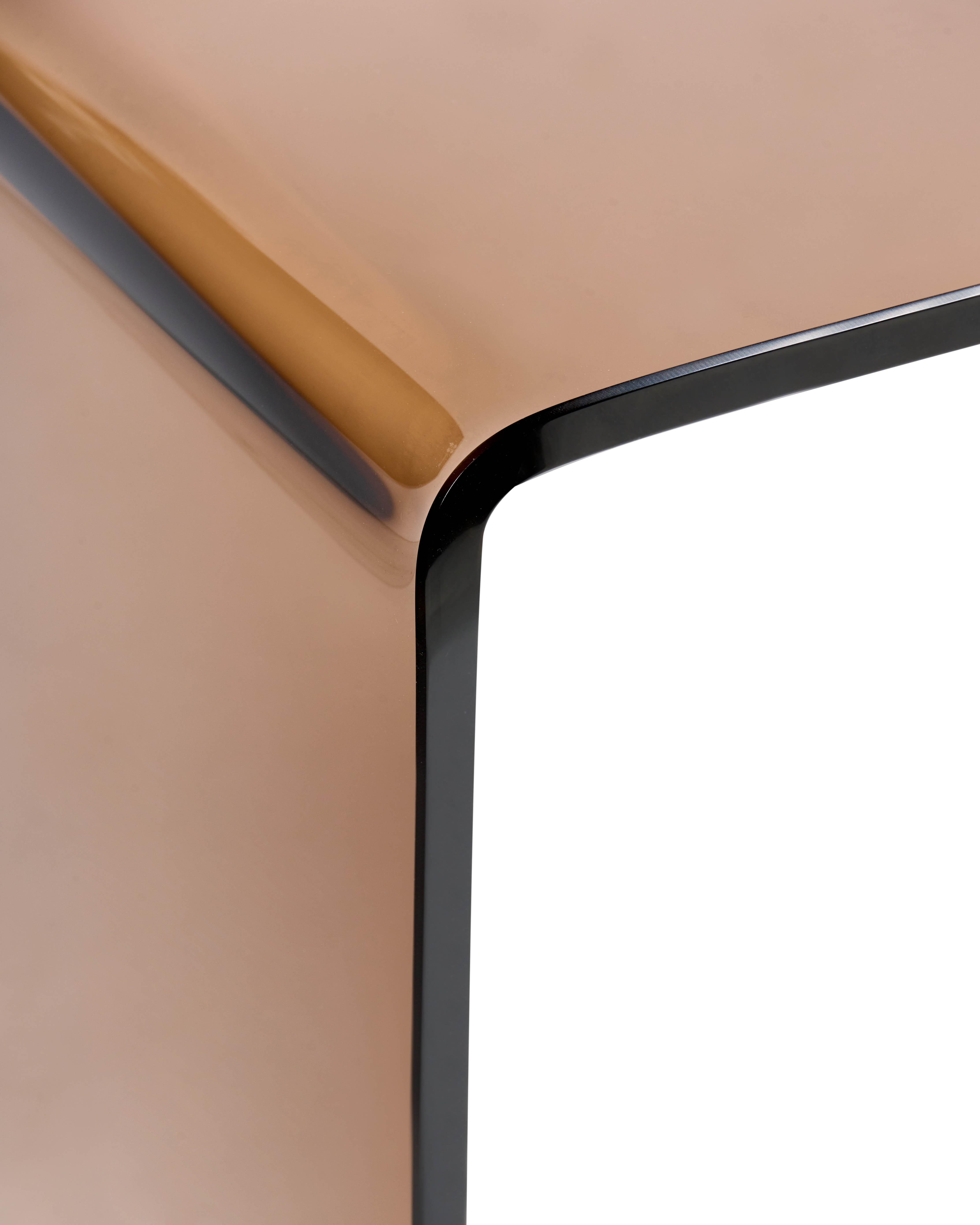 Sidetable KENDALL Veiligheidsglas Bruin