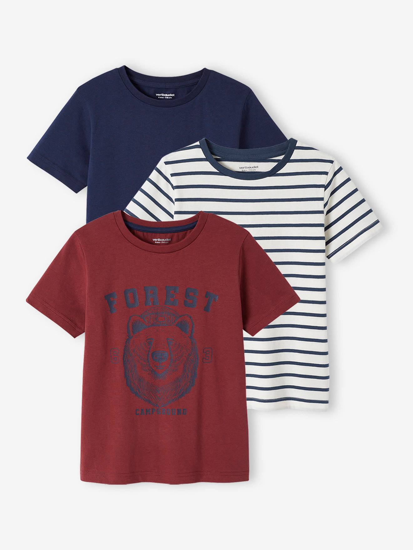 Conjunto com 3 camisetas de manga curta sortidas para meninos, na cor amarela.