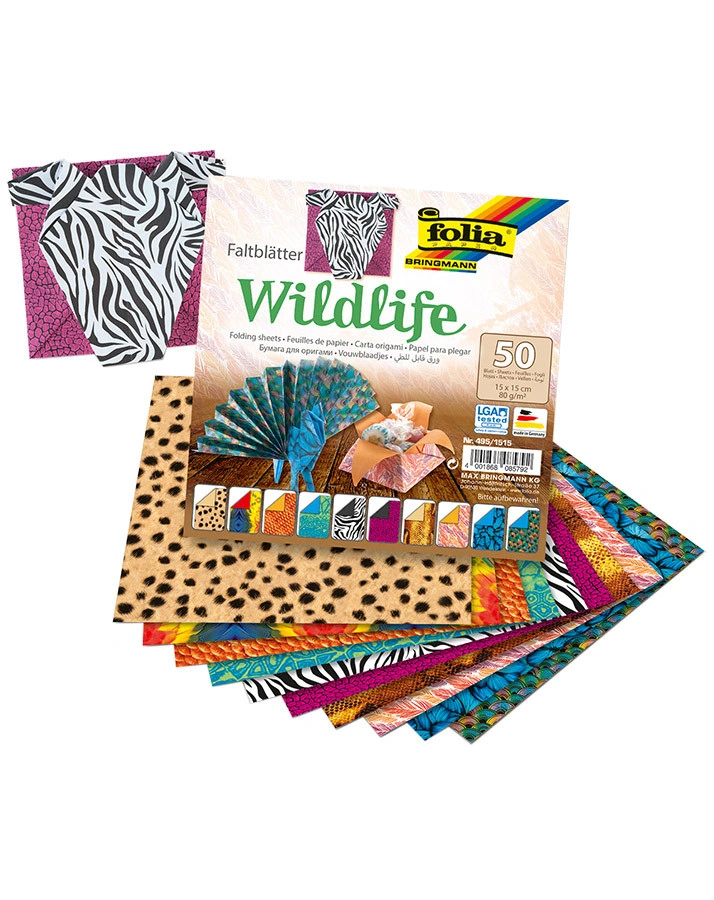 Faltblätter WILDLIFE 50-teilig in bunt