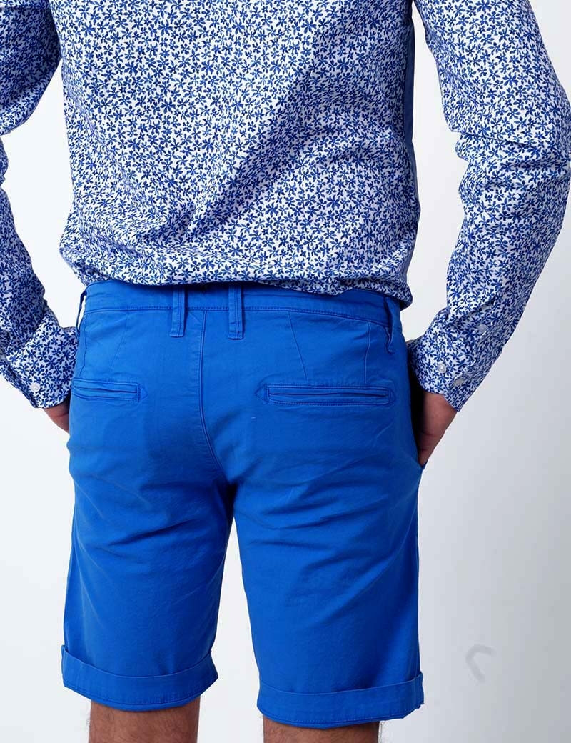 RECYCLED ART WORLD SHORT CHINO STRETCH BLEU ROYAL