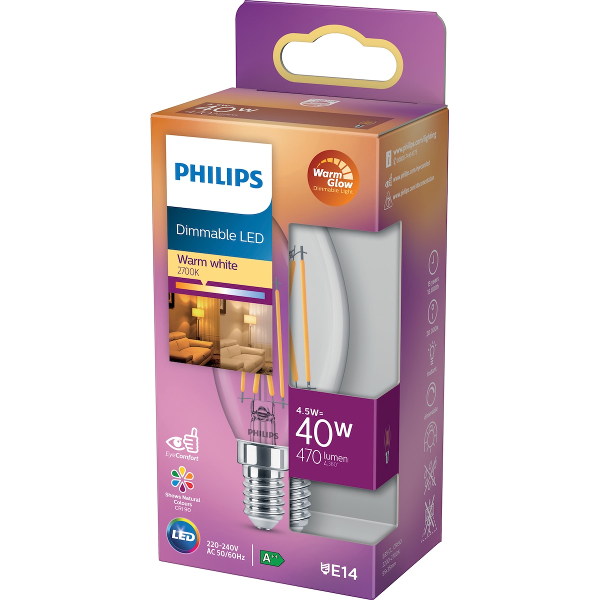 Philips LED-lyspære 4,5W E14