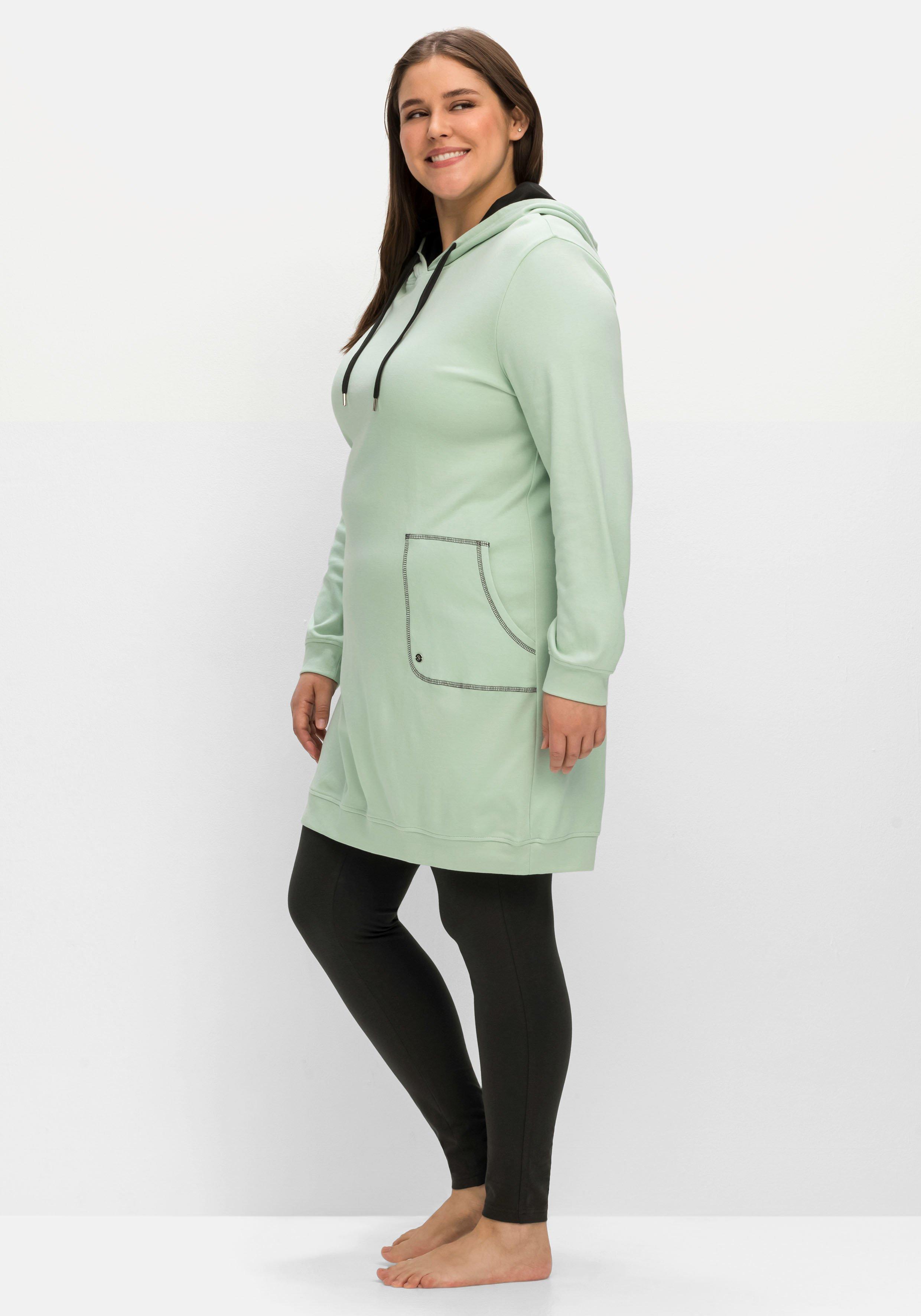 Jersey-Kapuzenkleid mit Kontrastdetails