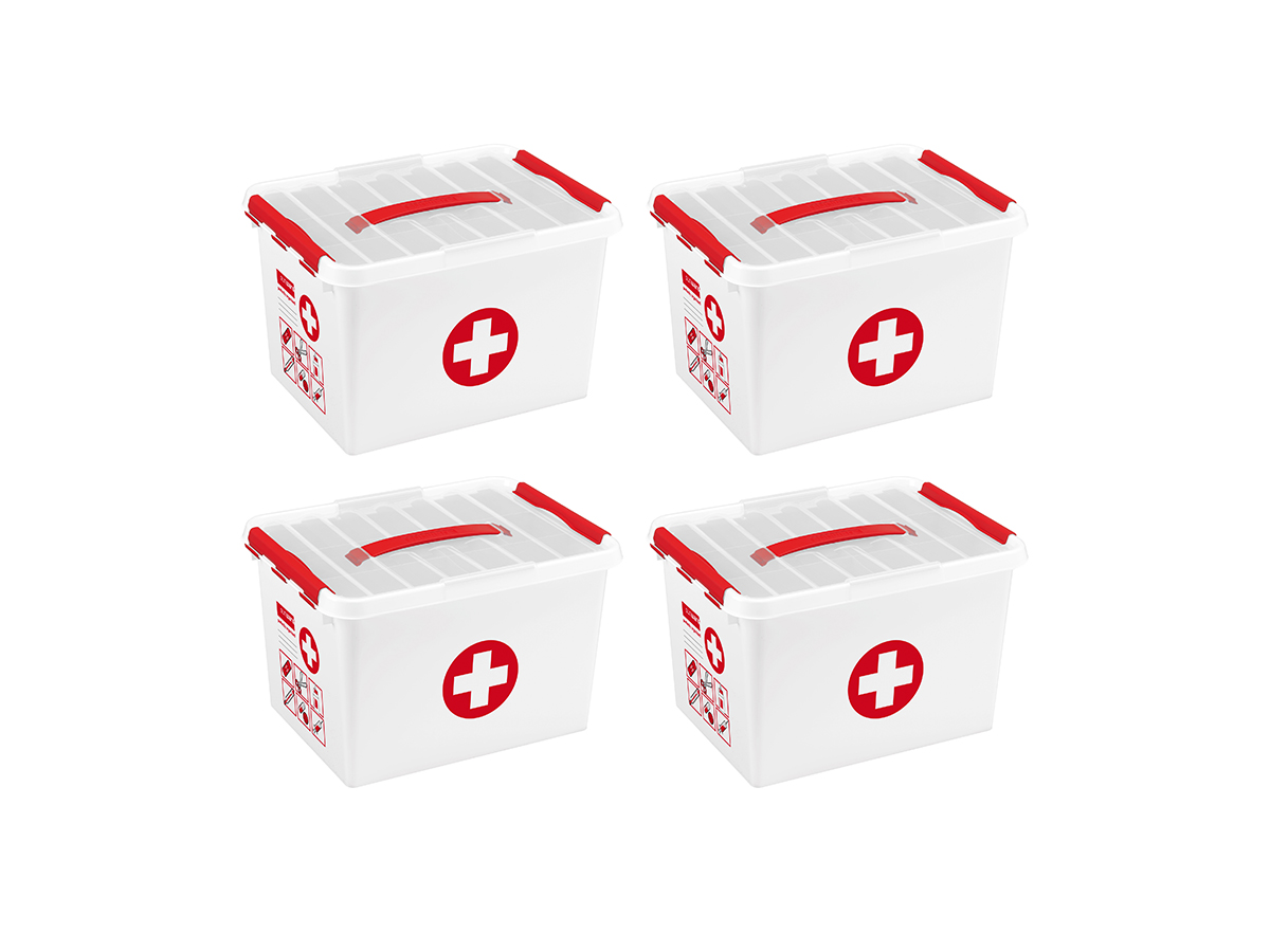 Sunware Q-line 22 liter EHBO doos met inzet - Set van 4