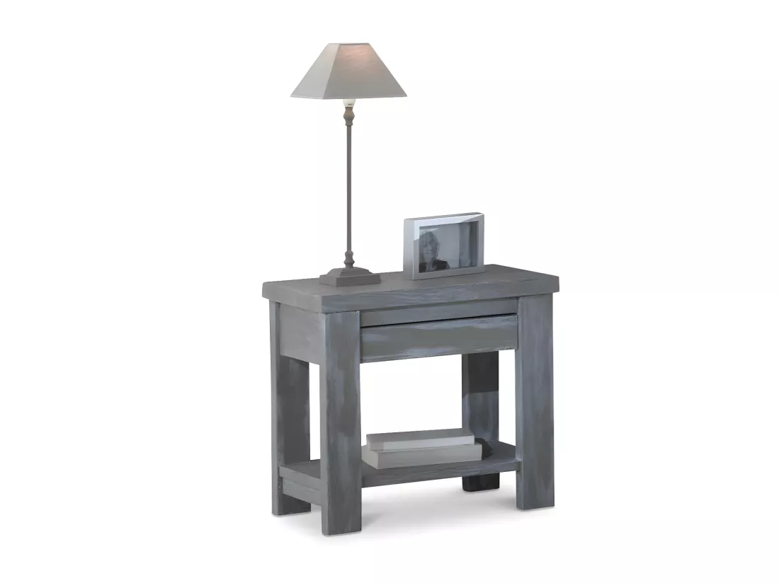 Chambre Complète (180*200) bois massif Gris - GABRIEL