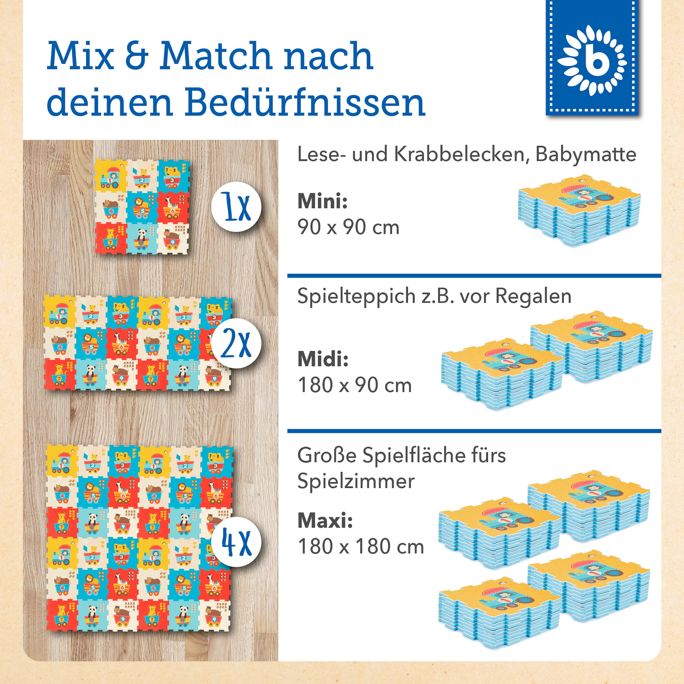 Bieco Puzzlematte 18 tlg. Bunt - ab Geburt Mehrfarbig