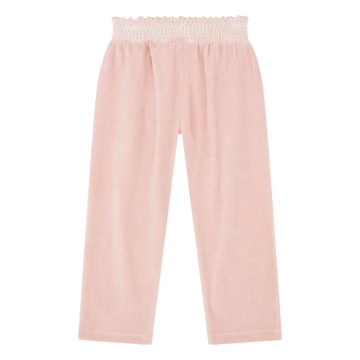 SMALLABLE BASICS Pantalon Carrotte Fille Elastiqué à la Taille en Velours | Rose poudré