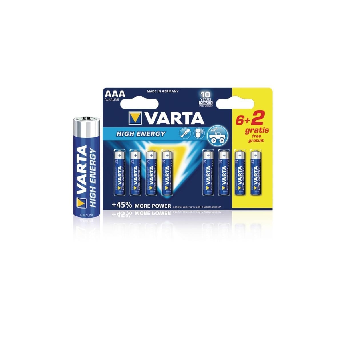 Varta Alkaline Batteri AAA 1.5 V High Energy 8-Promotional Blemme