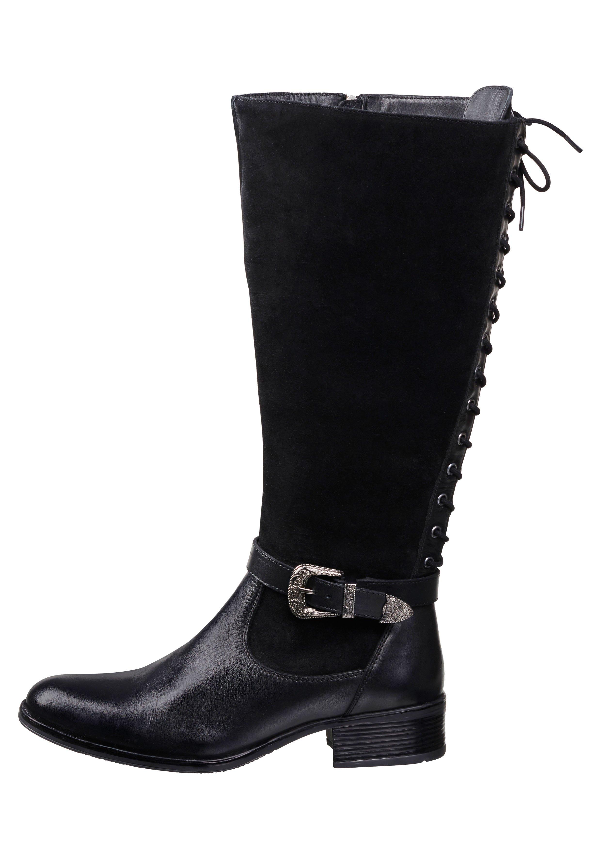 Lederstiefel mit Schnürung hinten und Zierschnalle