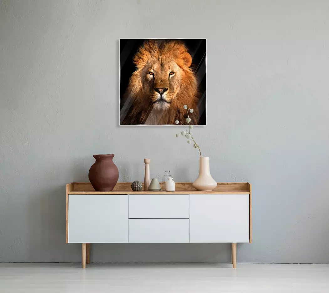 Glasbild 50 x 50 cm Lion II