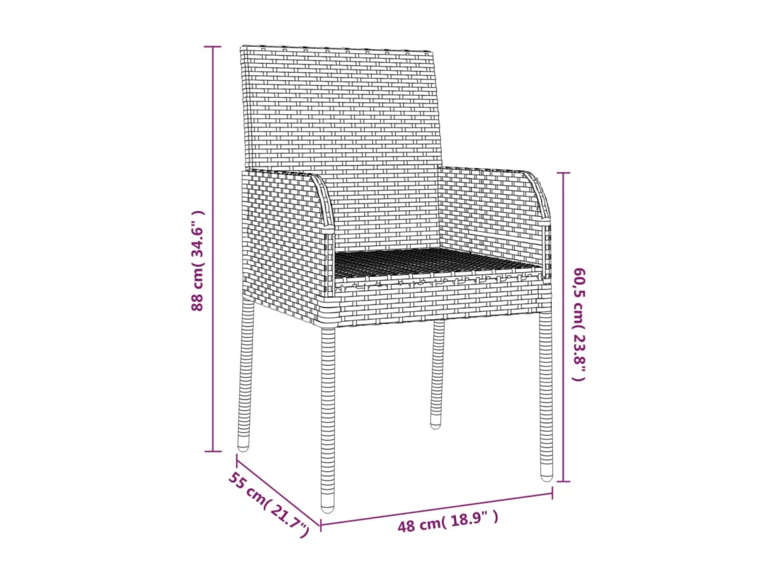 Ensemble à manger jardin 11 pcs avec coussins noir et gris