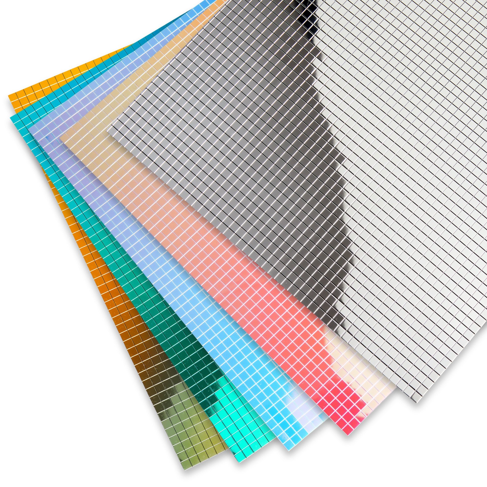 Polystyrol Spiegel selbstklebend, Quadrate 5 mm