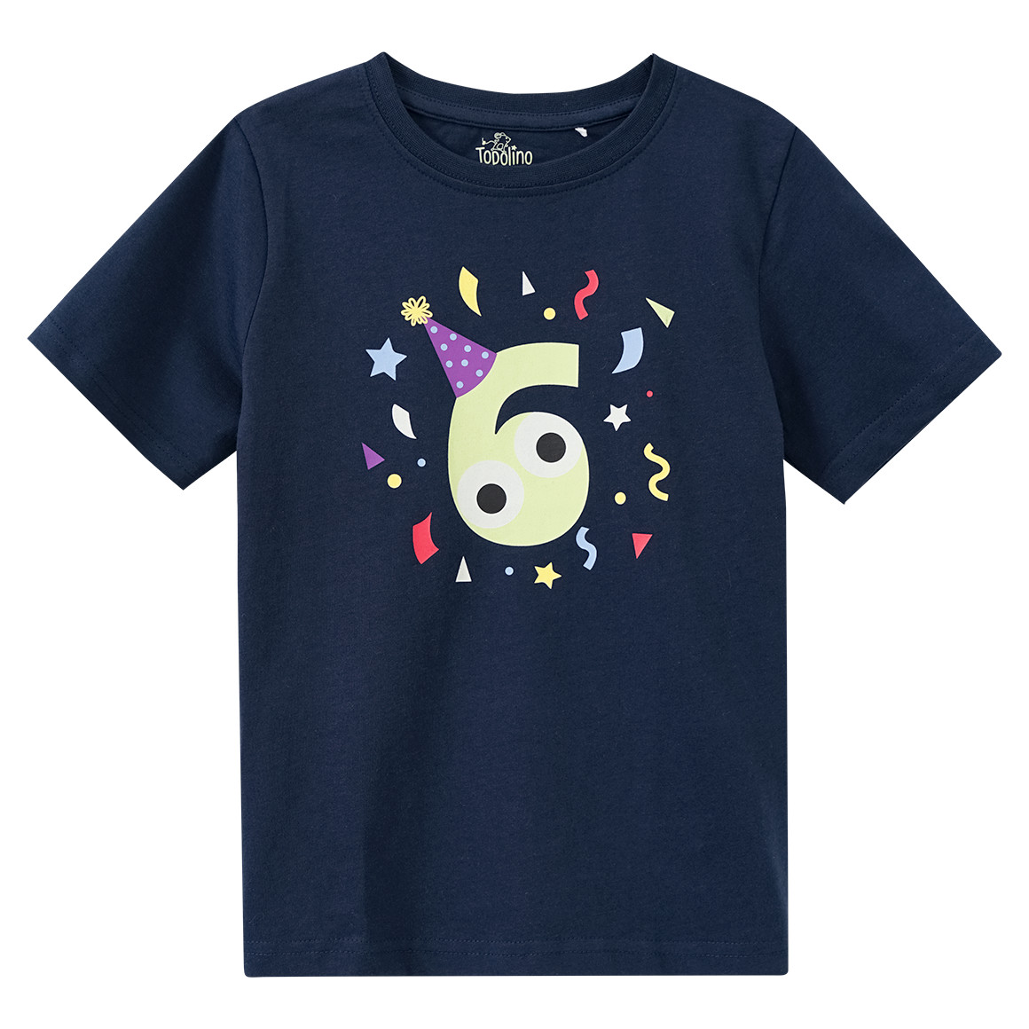 Topolino Kinder T-Shirt mit Geburtstagszahl 6 dunkelblau