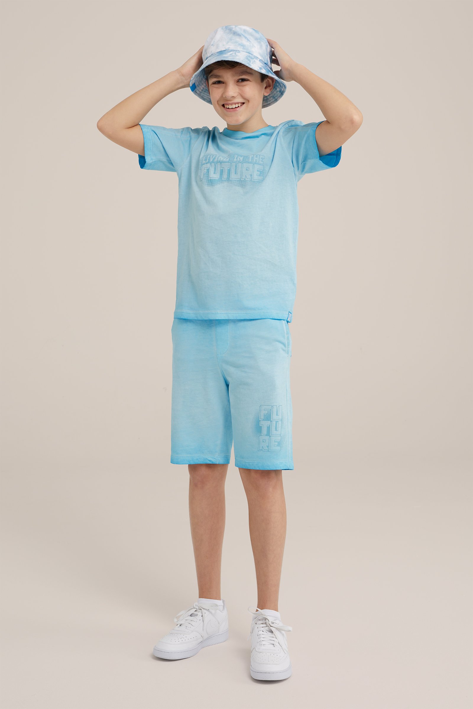 Jongens sweatshort met dessin WE Fashion Lichtblauw