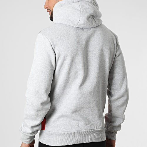 Sweat Capuche Golem Gris Chiné Rouge
