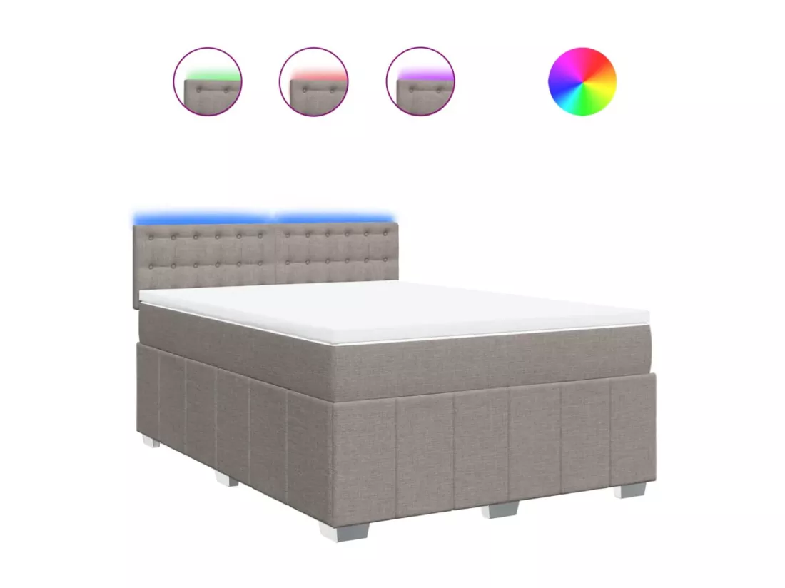 Sommier à lattes de lit avec matelas Taupe 140x190 cm Tissu